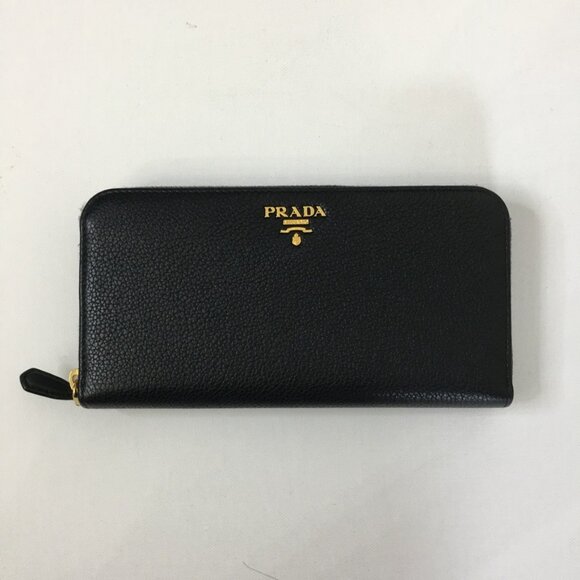 NWB PRADA Zip Around Long Wallet Portafoglio Lampo Nero/Black Leather Authentic - Picture 1 of 16